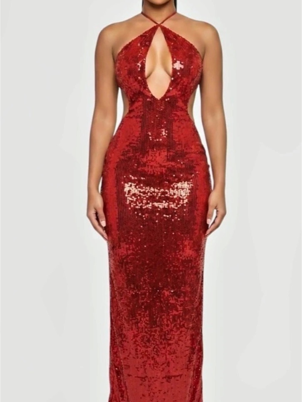 Delya BLACK Sequin Halter Maxi Dress